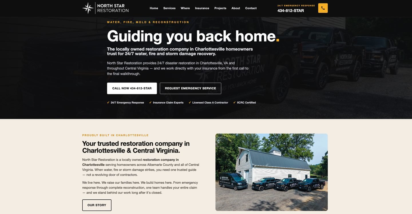 North Star Restoration homepage